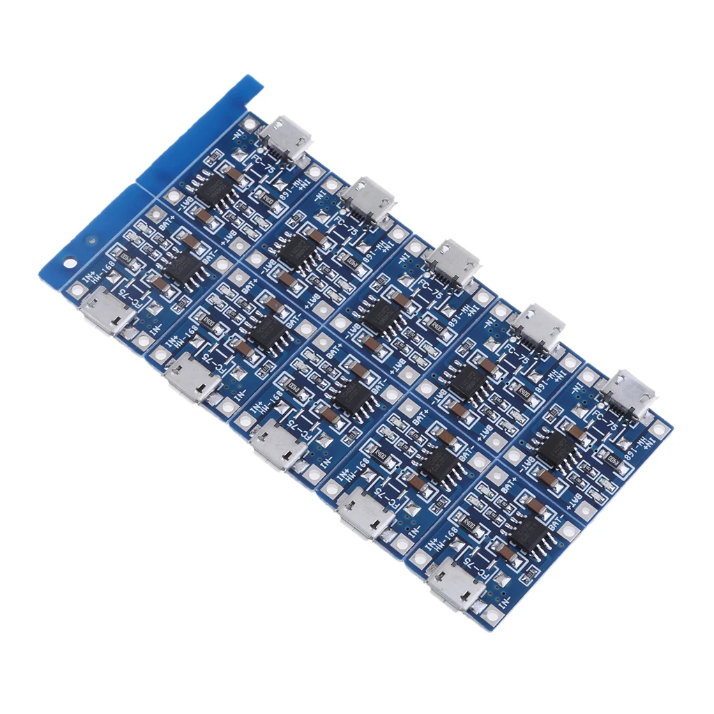 Durable 10Pcs Micro USB Battery Charger Module 5V 1A Charging Board LED Voltmeter Easy Use