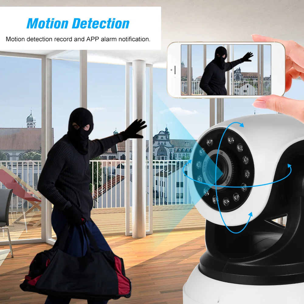 1080P 2,0 мегапикселей Беспроводной WiFi Pan Tilt для ip-камеры Камера Видеоняни и радионяни Поддержка PTZ TF карты запись 2-way Talk