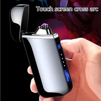 

2020 Newest cross arc touch sensor screen Cigarette Lighters powerful USB charging Windproof Electronic lighter double Plasma
