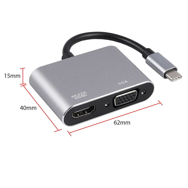 USB 3,1 type C к VGA многопортовый адаптер USB C к HDMI 4K конвертер UHD порт концентратор