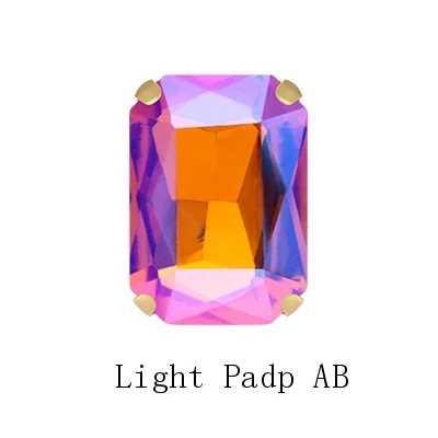 Light Padp AB Шикарный восьмиугольник AB серии Стеклянный Кристалл Strass Топ стеклянные стразы золотые плоские когти с четырьмя отверстиями нашивки на одежду ремесла - Цвет: Light Padp AB
