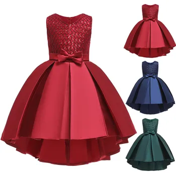 

Bowknot Lace Girls Dresses For Party And Wedding Vestidos Niña Sleeveless Bridesmaid Ball Gown Princess Dress Children Clothes