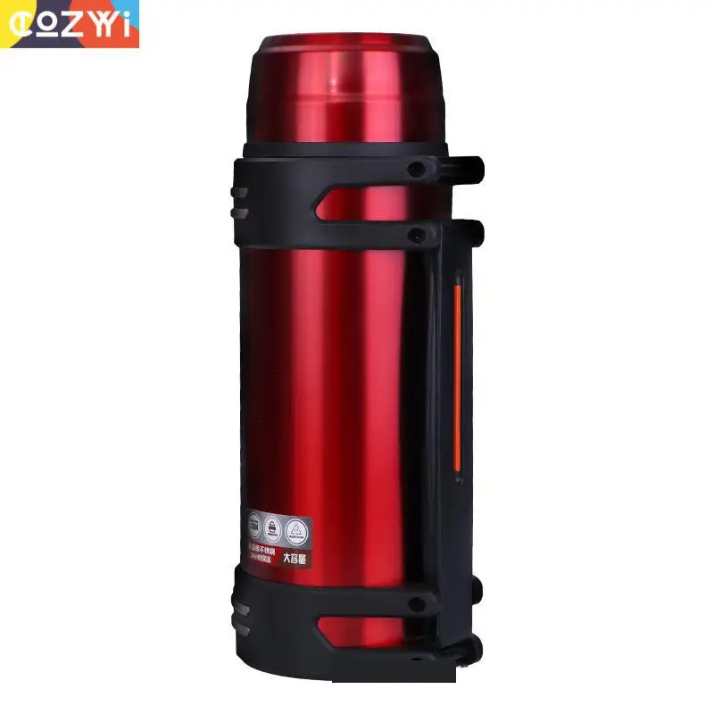 Tanie 2000ml termos podróżny ze stali nierdzewnej butelka o dużej pojemności przenośna woda na zewnątrz butelka do kawy zatrzymywanie ciepła kubek do picia