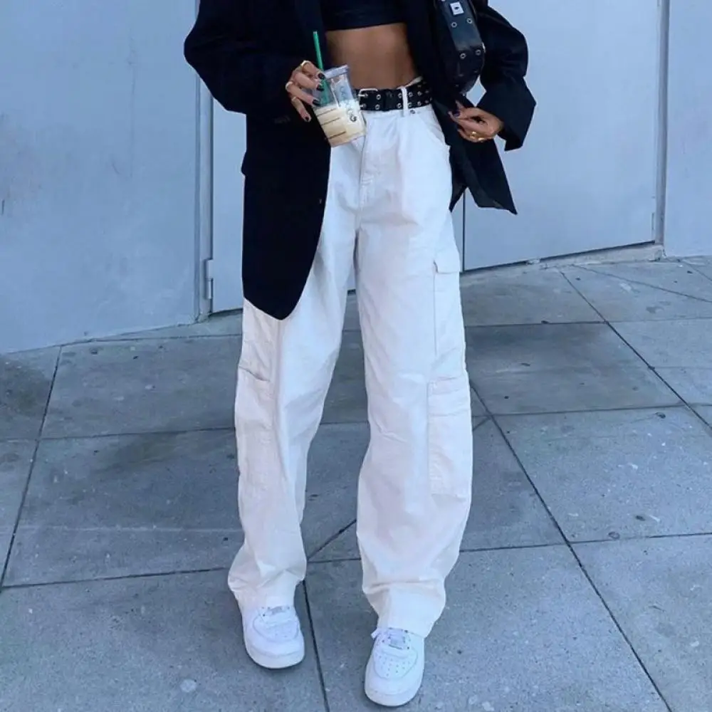 

Retro Style High Waist Solid Color Wide Leg Jeans Women Street Solid Color Wide Leg Pants 2020 Autumn Straight Long Pants