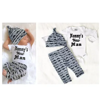 

0-2 years old 3-piece suit moustache suit moustache pattern winter long sleeve moustache suit cute moustache