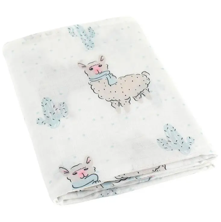 Newborn baby Infant Bath towel Swaddle blanket Muslin Swaddle gauze blankets for stroller Breathable cartoon PrintingBHB014