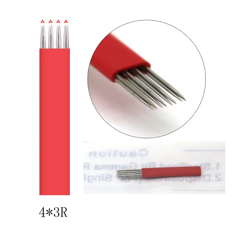 

50PCS 4x3R Conjoined 12 Pins Eyebrow Tattoo Needles Permanent Makeup Manual Microblade Needles Disposable Sterilized