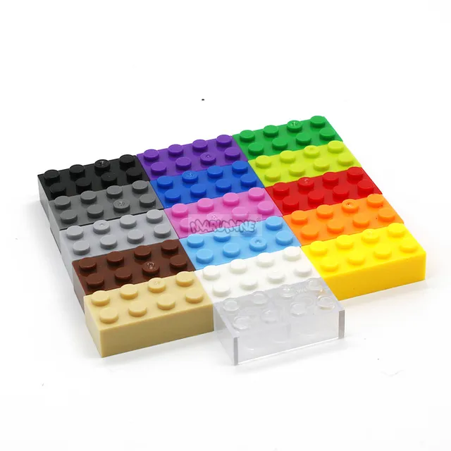 MARUMINE 100PCS 2x4 Dots Cube Standard Bricks Parts MOC Classic Building Blocks Learning Set 3001 Compatible with Other Brand 6