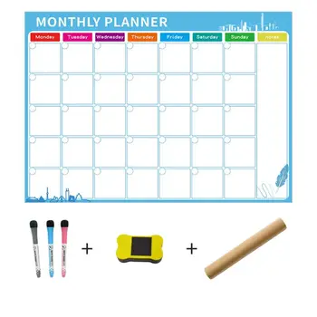 

Magnetic Magnetic Dry Erase Calendar for Fridge 3 Fine Tip Markers and Large Eraser with Magnets- Monthly Whiteboard for Wall: