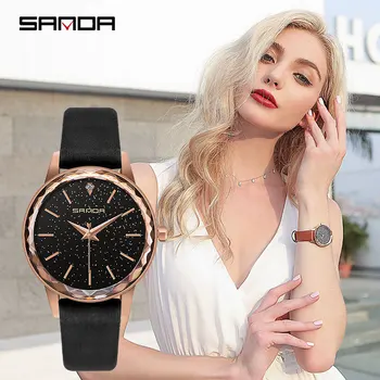 

leather casual gold starry sky wrist watches for women top brand luxury designer diamond watch waterproof dropshipping 2019