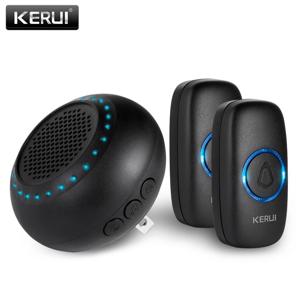 1receiver 2doorbell Беспроводной дверной звонок KERUI M523, комплект, водонепроницаемая сенсорная кнопка, 32 песни, Красочный Светодиодный светильник для домашней безопасности, умный звонок, дверной звонок, сигнализация - Цвет: 1receiver 2doorbell