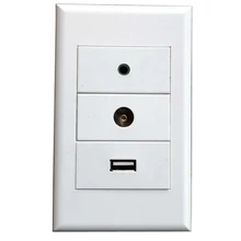 Wall Plate Cover Holder with 3.5 EARPHONE+TV+USB Ports Faceplate Socket For Cabling System Service integrated wiring works