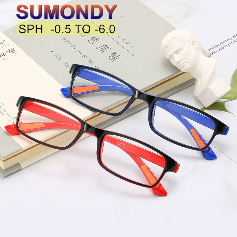 SUMONDY Myopia Glasses Dioptre -0.5 to -6.0 Men Women Square Frame Prescription Spectacles Neartsighted Finished Product UF66 |