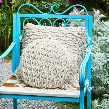 

LeRadore Pure Handmade Knitting Pillow Case Bolster Boho Style Throw Pillows With Tassels Room Decor Accessories Photographie