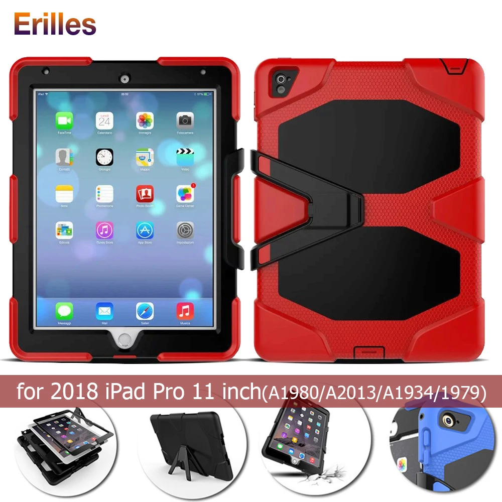 

PC+ Silicone Tablet Case with Holder for iPad Pro 11 inch Outdoor Sport Army Cover for iPad 11'' Case with Pencil Holder
