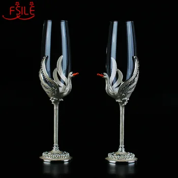

2pcs White Swan Crystal Champagne Glass Wedding Glasses Personalized Champagne Glass Crystal Party Gift Toast Glass Goblet