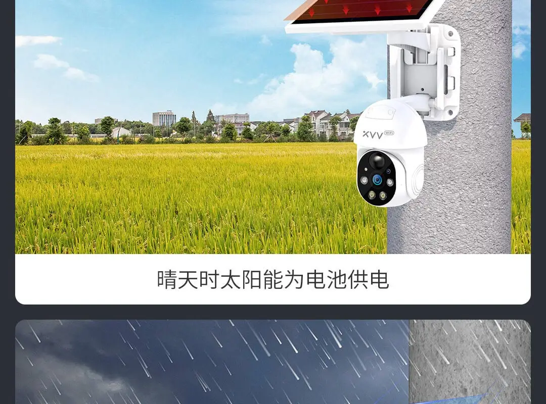 Xiaovv WiFi 4G Solar Version Camera Ip65 Dustproof Waterproof 10000 mAh Large Capacity Batterie Powered by Solar Energy On Sunny