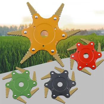 

6-Blades Grass Trimmer Head Toothed Blades Cutter Weed Brush Cutting Head Garden Power Tool Accessories for Lawn Mower X