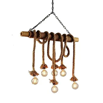 

Loft Bamboo Hemp Rope A Chandelier Network Café Bar Originality Bar Counter Toggery Industry Wind Decoration Lamps And Lanterns