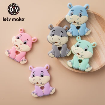 

Let's Make 1pc BPA Free Hippo Teething Silicone Hippopotamu Necklaces BPA Free Baby Teether Silicone Teether Toy For Kids