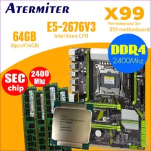 X99 материнская плата DDR4 LGA2011-3 и LGA 2011 Intel Xeon E5 2676 V3 64 ГБ(16 Гб* 4 шт) 2400 МГц память материнская плата набор