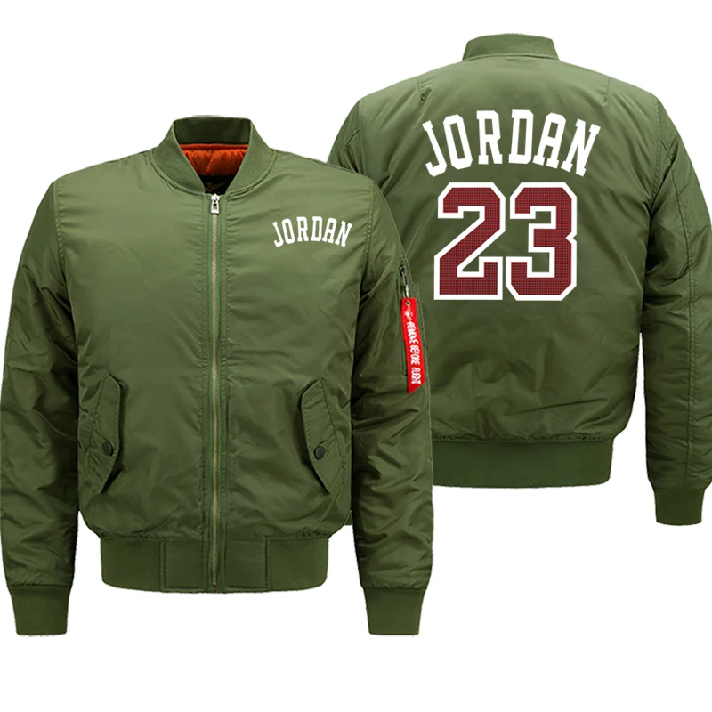 army green 6 Jordan 23 мужские толстые куртки мужские пальто с принтом модная Уличная Повседневная куртка-бомбер зимняя мужская Осенняя теплая куртка на молнии - Цвет: army green 6