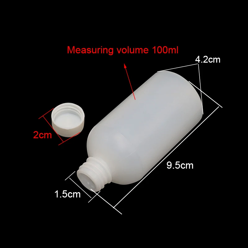 1 шт. лабораторная пластиковая бутылка калибровки 100 мл Прозрачное пластиковое хранилище для химикатов бутылка реагента