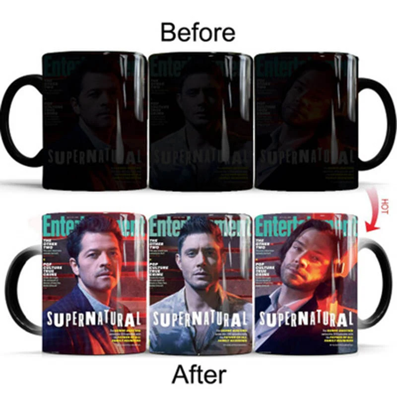 Creative 350ml Supernatural Magic Coffee Mug Sam Dean Castiel Hot Heat Color Changing Ceramic Tea Cup Best Gift For Your Friend | Дом и сад