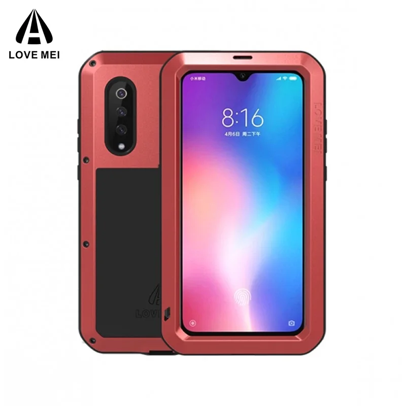 Red Love Mei для Xiaomi 8 9 Max 2 3 алюминиевый металлический+ Gorilla glass ударное Падение водонепроницаемый чехол для Xiaomi Mix 2 2s - Цвет: Red