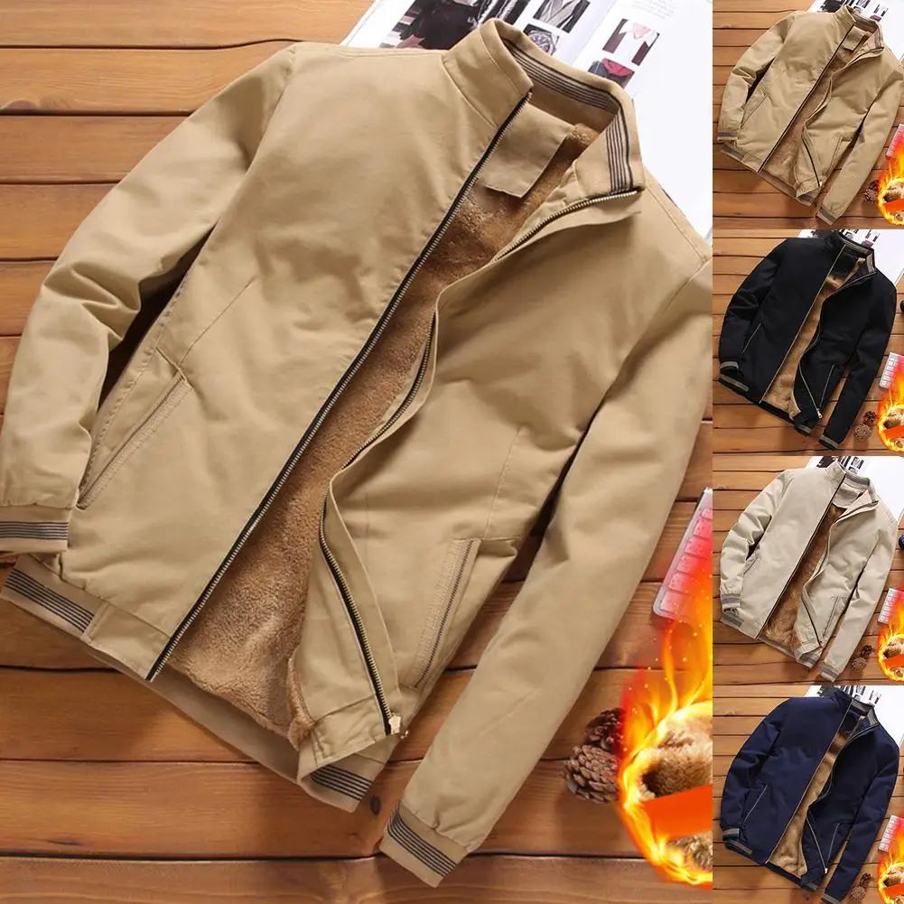 Mens Jackets Autumn Casual Coats Solid Color Mens Stand Collar Zipper Jacket Male Bomber Jacket Men Casual Outerwear