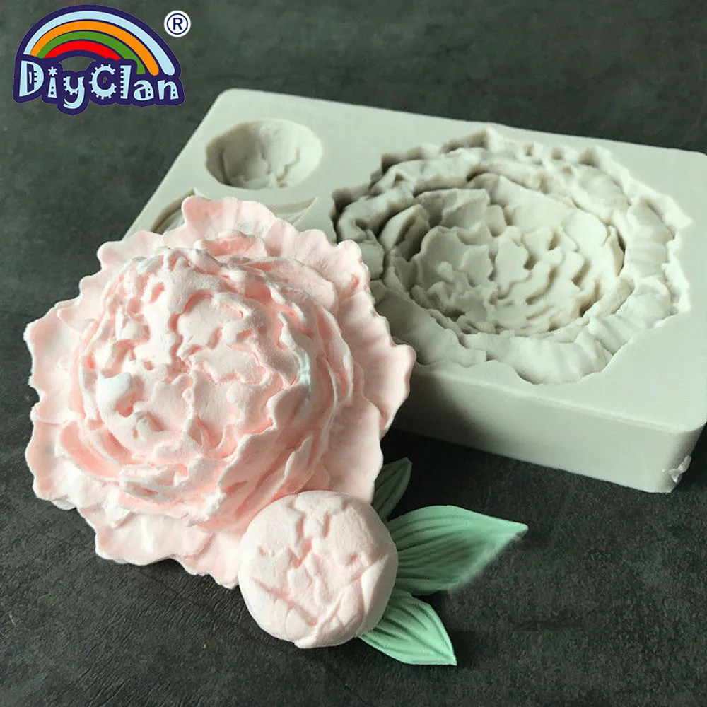 DIY Пион лист силиконовая форма для выпечки Мыло в форме цветка и декорирование тортов Сахар Форма Большая помадка торт украшения инструменты