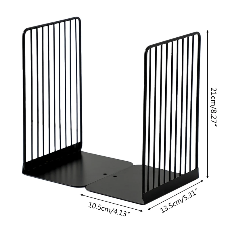 

1 Pair Bookend Book Stand Support Simple Iron Desktop Non Slip Rack Shelf Holder