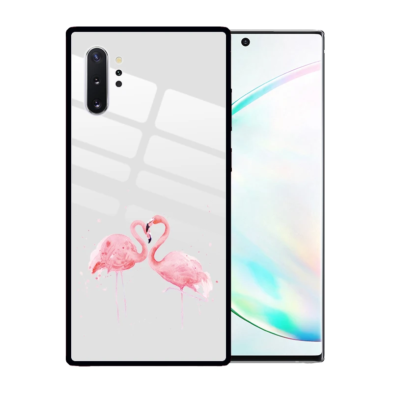 

Flamingo Cute Cartoon Tempered Glass Case for Samsung Galaxy S10 Plus S10E S9 S8 Note 10 Plus 9 8 Anti-Scratch Cover