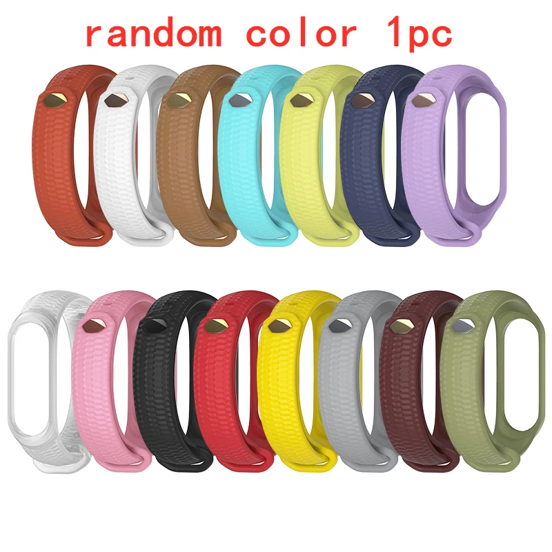 random color 1piece 15 цветов Сменный силиконовый браслет для Xiaomi Mi Band 4 3 умные часы с ремнем металлический ремешок с пряжкой для часов умные аксессуары - Цвет: random color 1piece