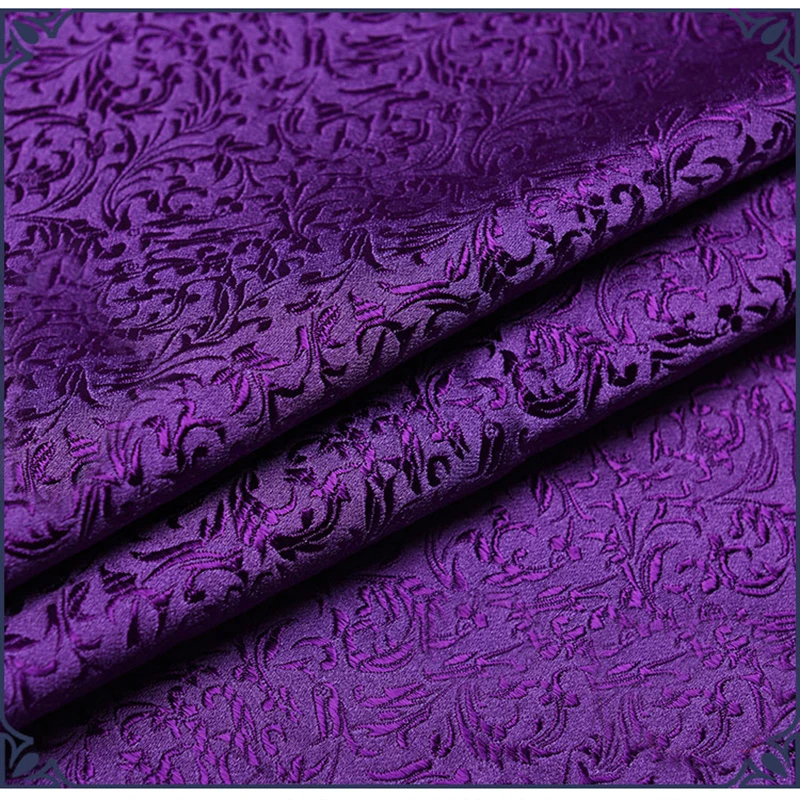 75x50cm purple floral style damask silk satin brocade jacquard fabric costume upholstery furniture curtain clothing material