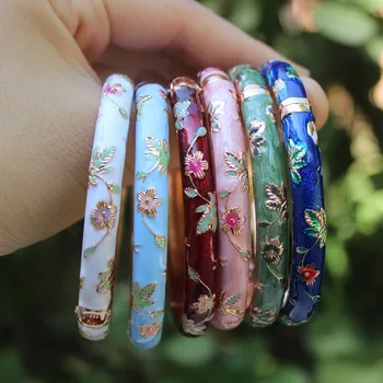

wholesale 10PCS Beijing cloisonne bracelet elegant floral Chinese style fashion Bangle gift