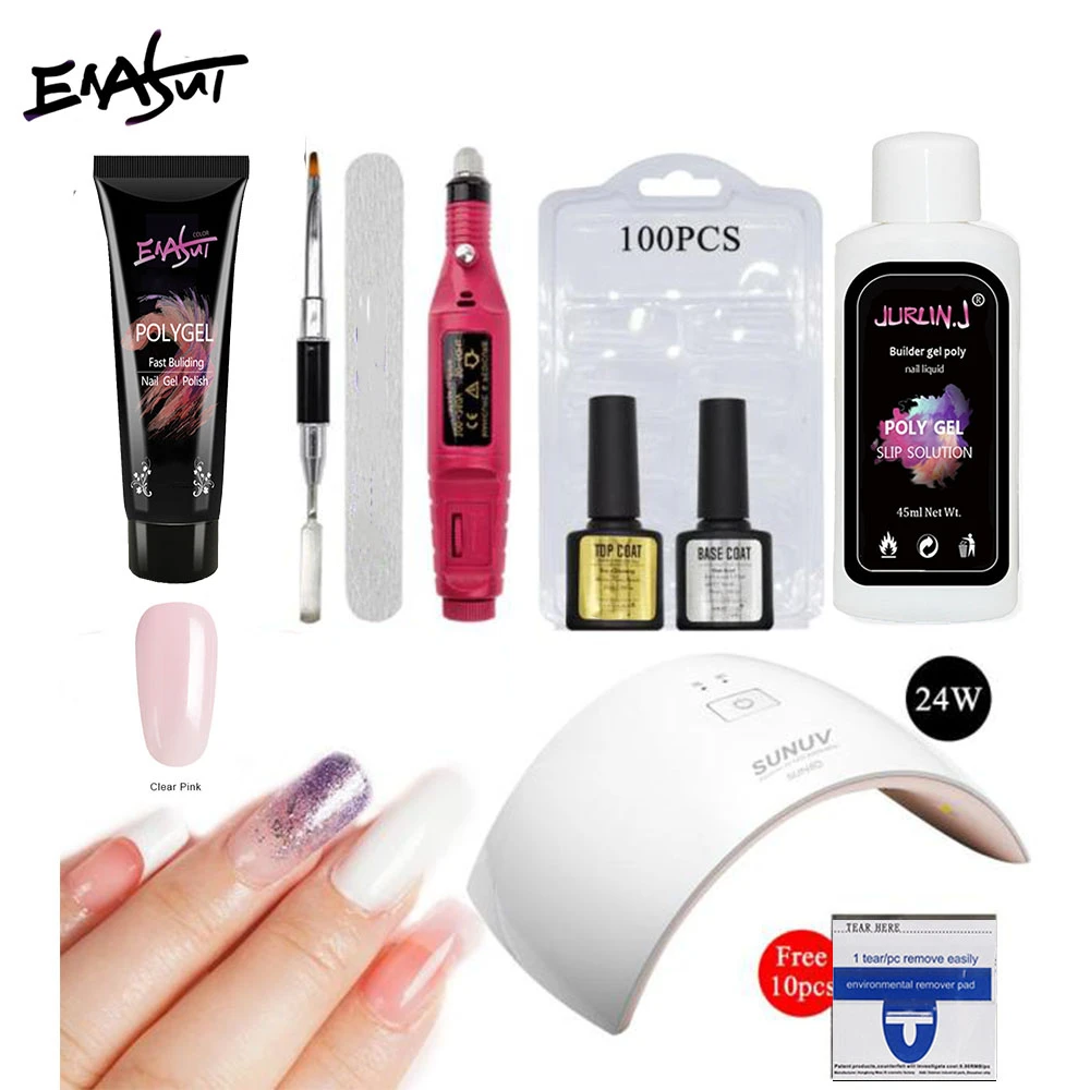 clear pink ENASUI Quick Dip Nail Starter Kit все-в-одном набор для французского маникюра для наращивания ногтей Профессиональный акриловый набор со всем - Цвет: clear pink