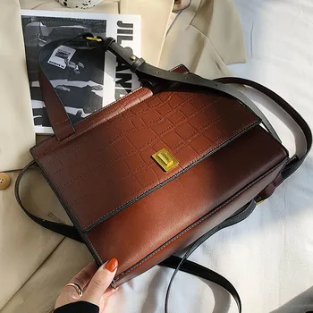 

Crocodile pattern Square Tote bag 2020 Fashion New Quality PU leather Women's Designer Handbag Vintage Shoulder crossbody Bag
