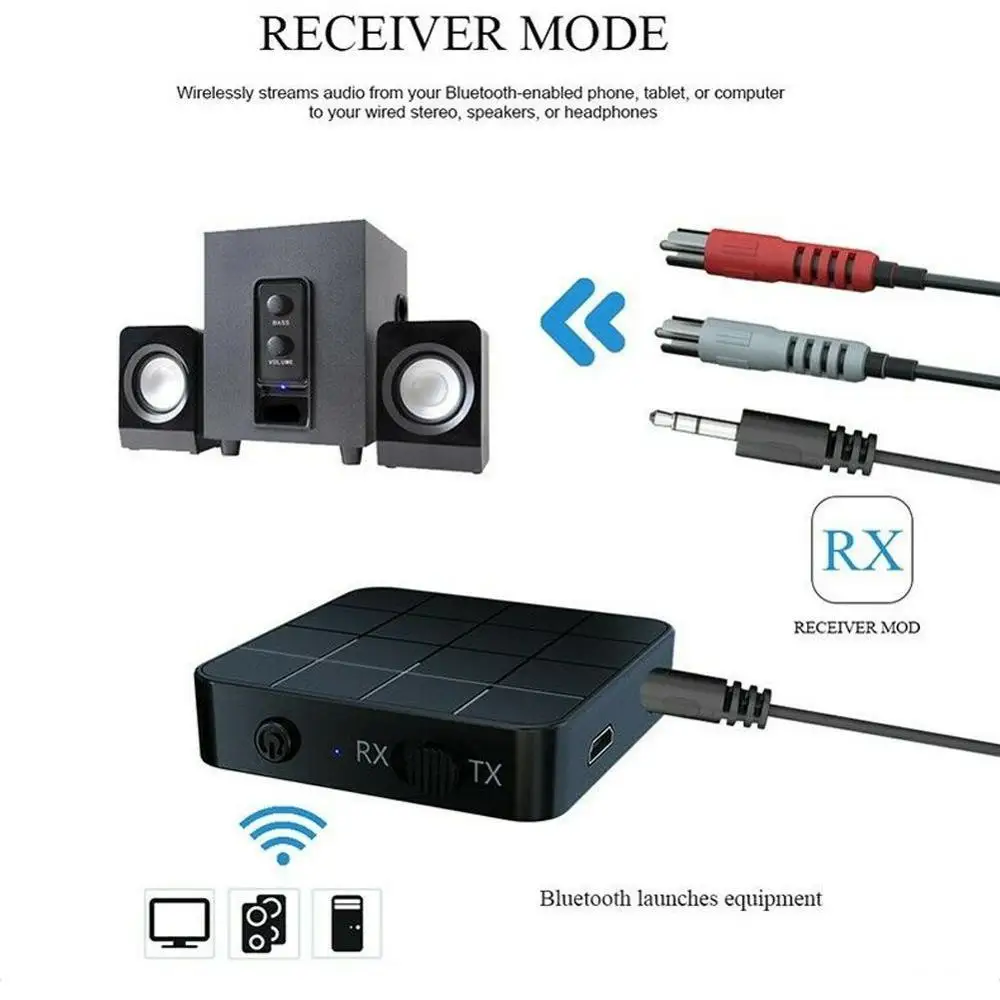 Bluetooth 5,0 4,2 аудио приемник передатчик 2 в 1 RCA 3,5 мм 3,5 AUX Jack USB музыка стерео Беспроводные адаптеры для автомобиля ТВ MP3 ПК
