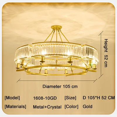 10 Light gold Хрустальная люстра, люстра, Современная хрустальная люстра, гостиная, спальня, люстры-светильники, потолочный светильник - Цвет абажура: 10 Light gold