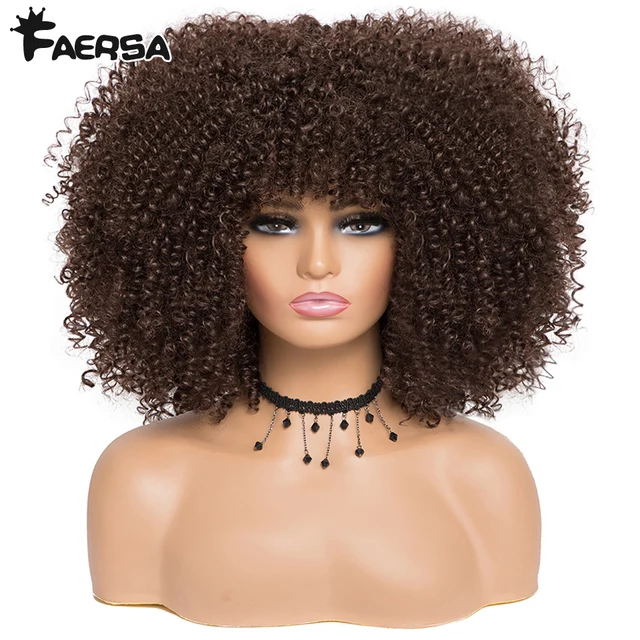 Short Hair Afro Kinky Curly Wig For Black Women Cosplay Blonde Synthetic Natural Red Wigs African Ombre Glueless HighTemperature #4