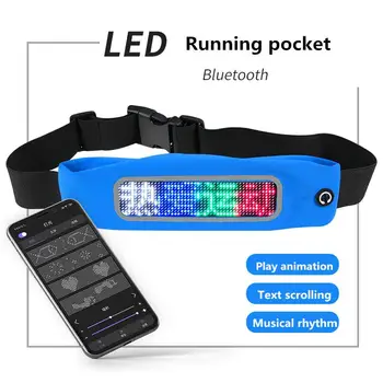 

HiMISS LED Waist Bag Multi-Function Waterproof Bluetooth Control Mobile Phone Key Wallet Belt Pockets Running Sports