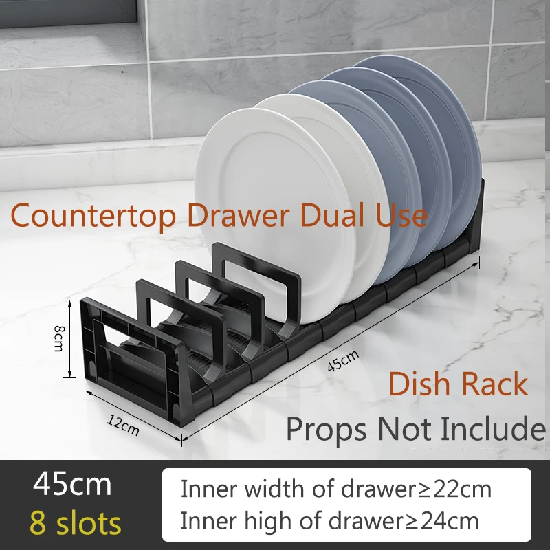 Black Kitchen Storage Shelf Bowl Dish Rack Chopping Board Lid Rack 2 Size Deck Mounted Tableware Storage