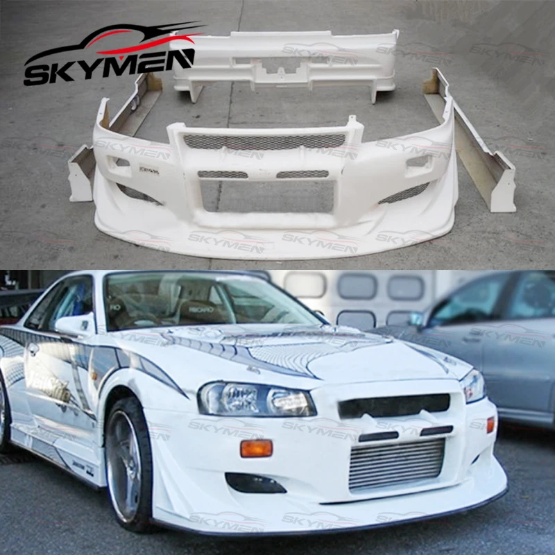 Неокрашенная защита переднего бампера для Skyline R34 GTR VS GT FRP комплект тюнинга