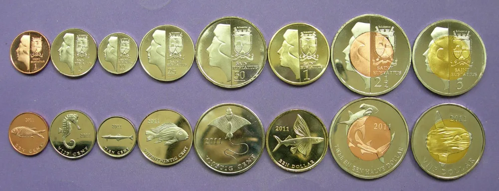 8 шт. монеты св. Эстатиуса оригинальные монеты 2011 года морская рыба