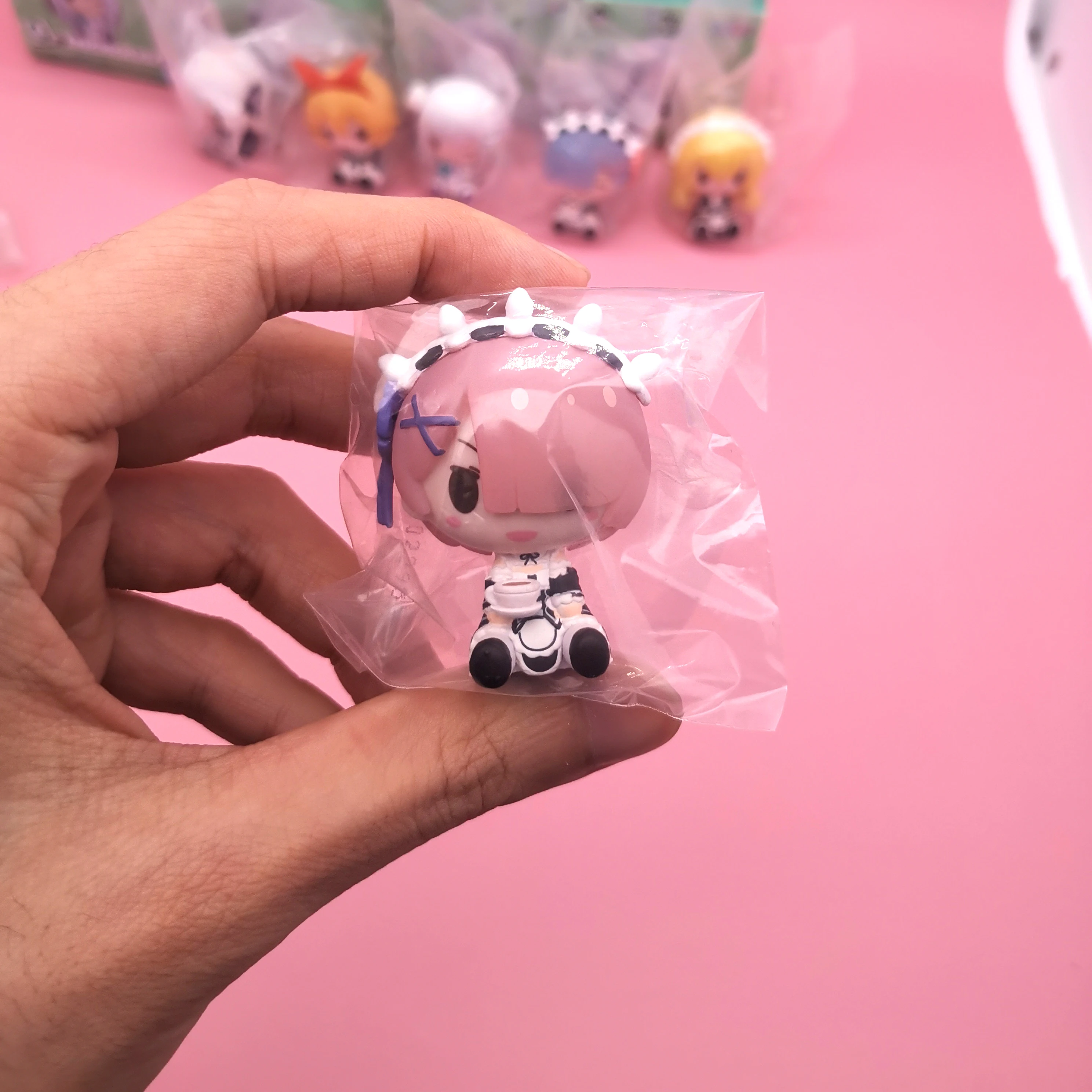 Оригинальный Bandai Cute Мини фигурка аниме Re Zero Start Life In other World 7 шт. фигурок ПВХ модели