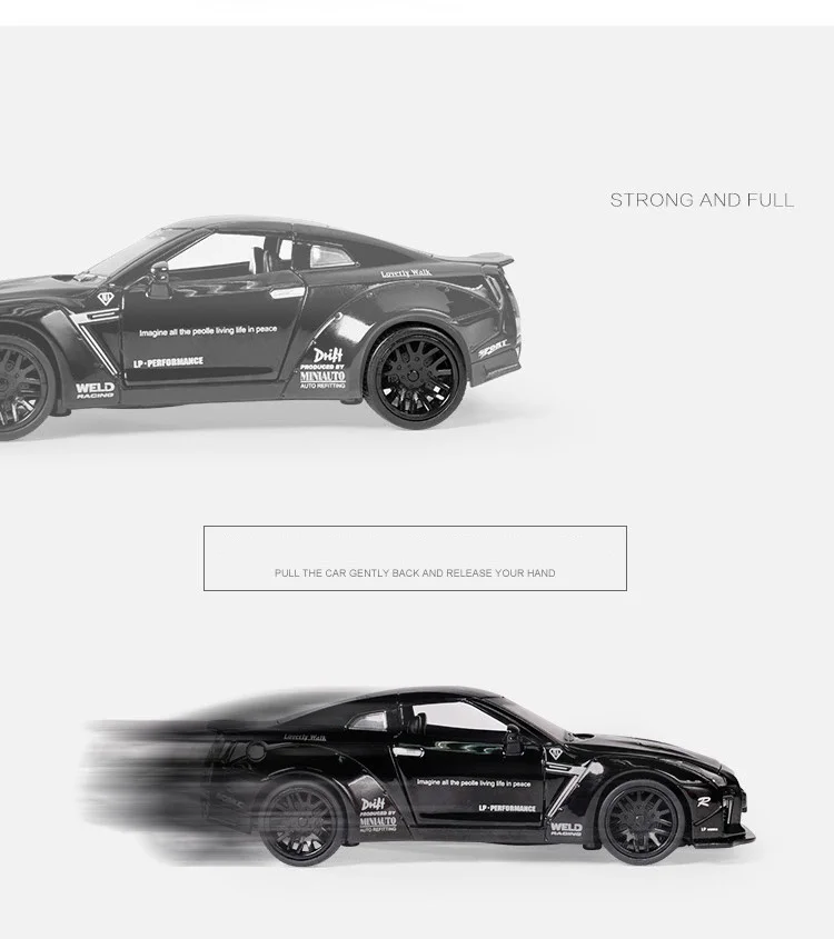 Горячая масштаб 1:32 колеса спортивный автомобиль восточный бог войны Nissan Металлическая Модель с светильник и звук GTR литье под давлением автомобиля оттягивание игрушки