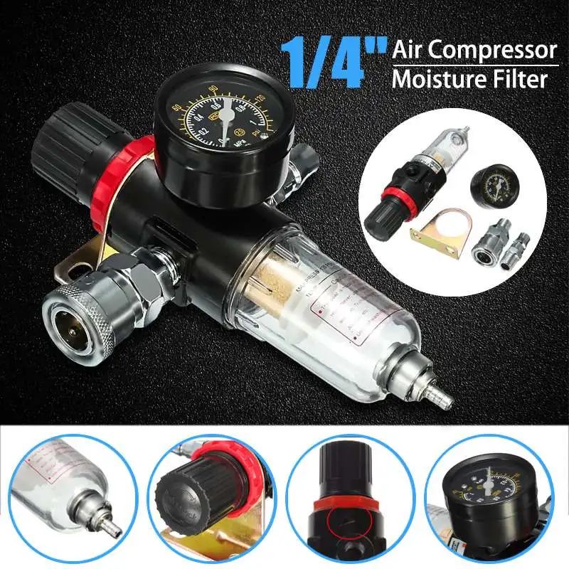 1/" 30-135PSI воздушный компрессор фильтр 40 микрон сепаратор воды ловушка Набор инструментов с регулятором датчик светильник фильтр для веса