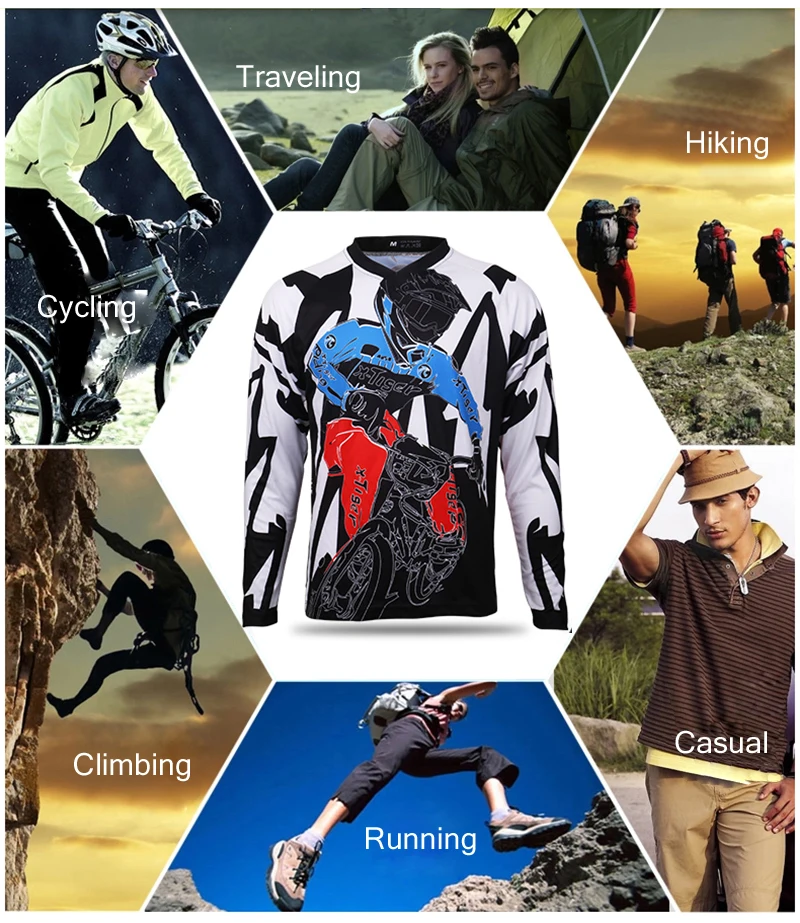 X-Tiger Long Sleeve Downhill Jerseys Shirt Motocross Racing Sports Wear Polyester Cycling Jerseys Mountain Bike DH Shirt