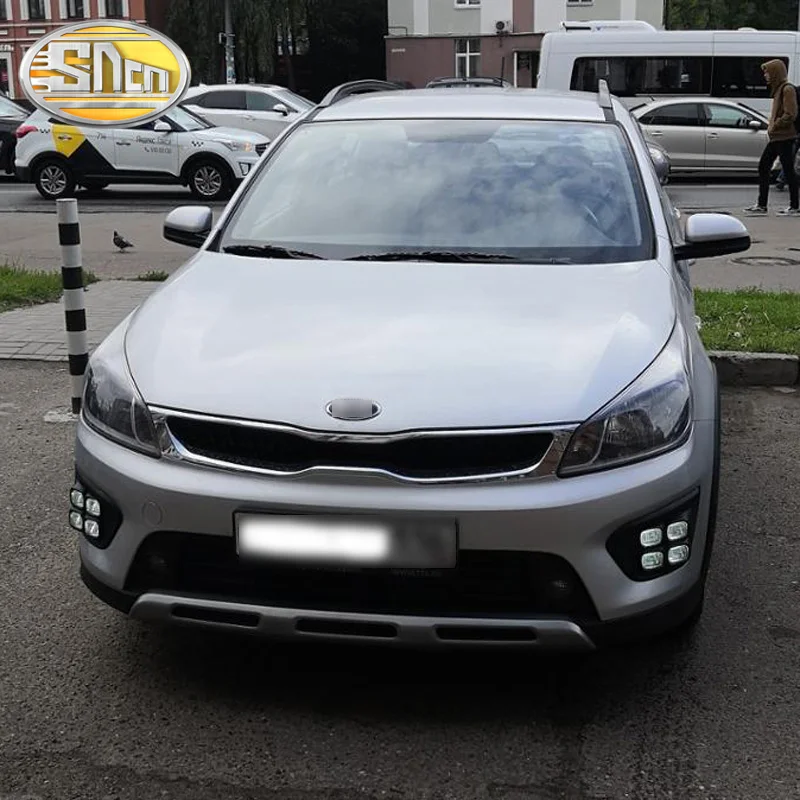 Для Kia Rio Xline светодиодный дневные ходовые огни DRL с желтым сигналом поворота лампы 4 глаза противотуманные фары